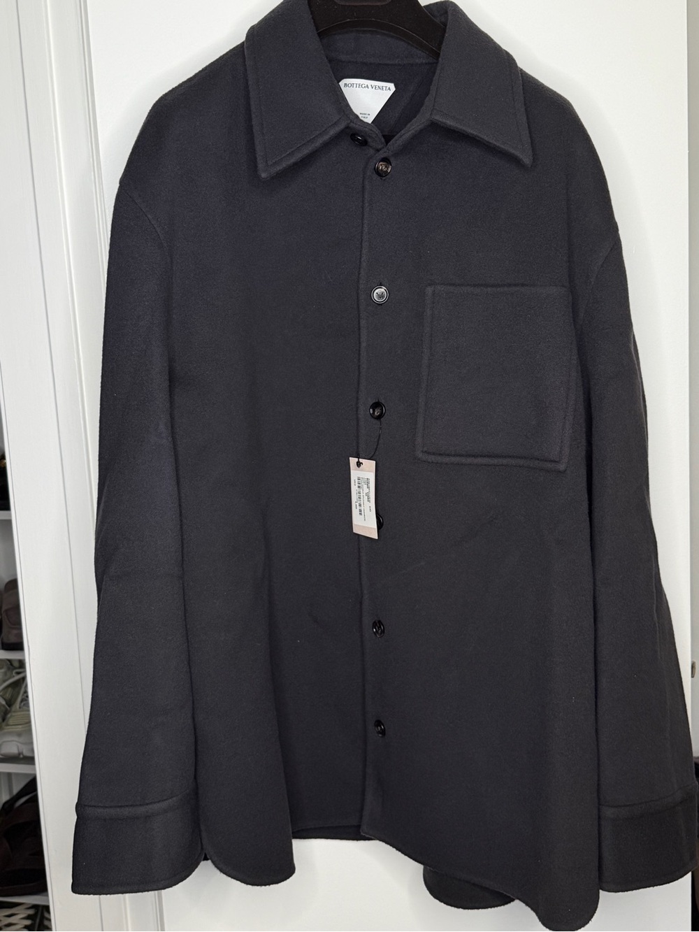 Bottega Veneta Men's Double Splittable Cashmere Shirt Jacket in Charcoal